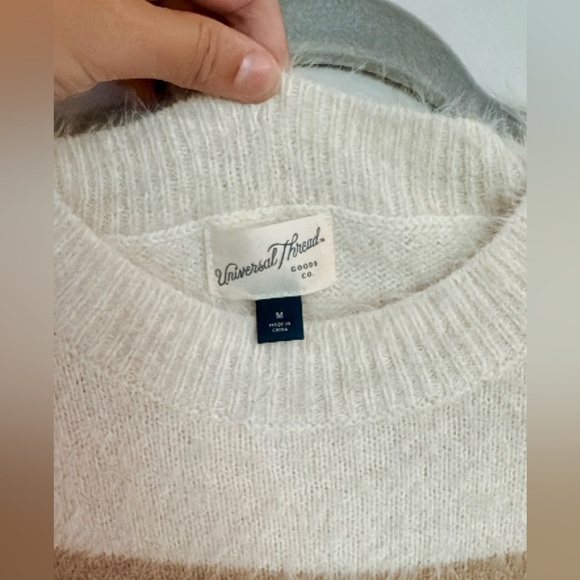 Universal Thread Women's Tan and Cream Striped Sweater - Picture 5 of 5